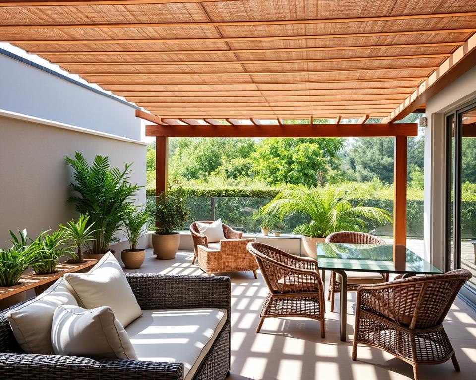 shaded terrace furniture selection