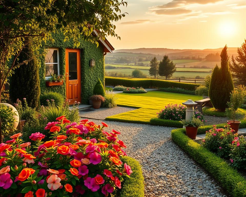 summer house entrance landscaping