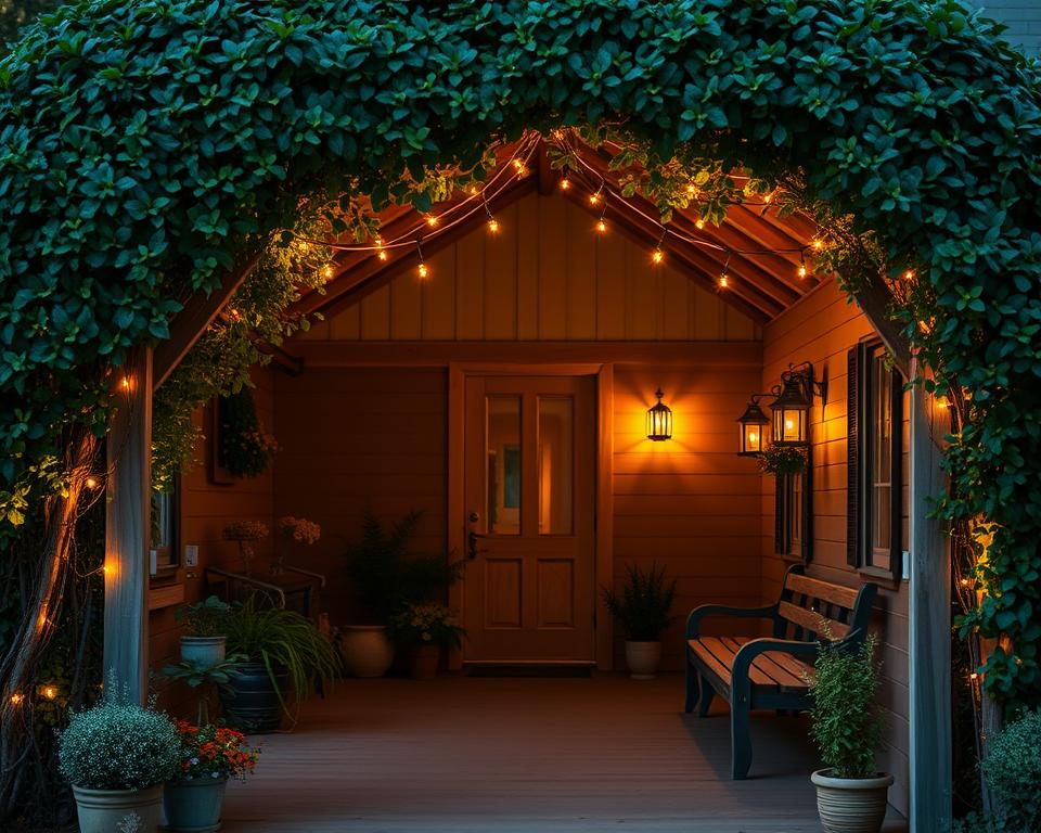 summer house entrance lighting