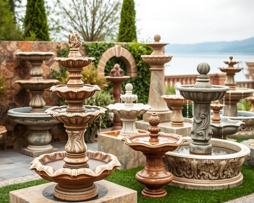 types of natural stone fountains