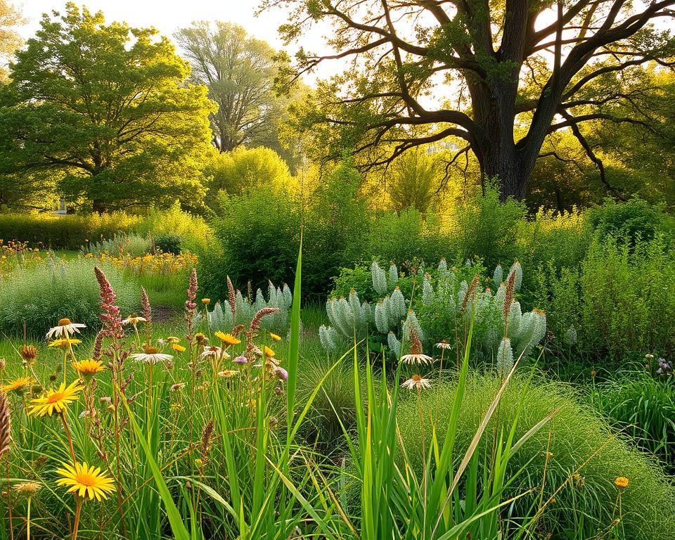wildlife garden with native trees and shrubs