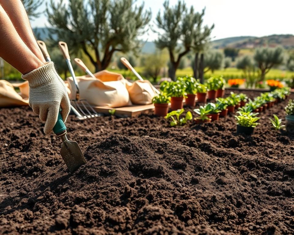 Mediterranean garden soil preparation