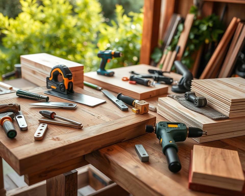Woodworking Tools for Garden Table Construction
