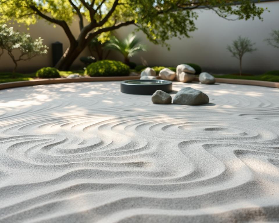 Zen garden sand patterns
