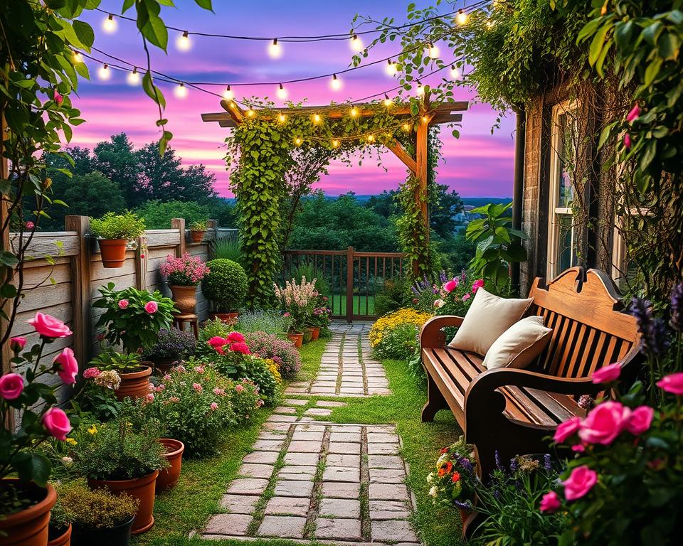 small space romantic garden