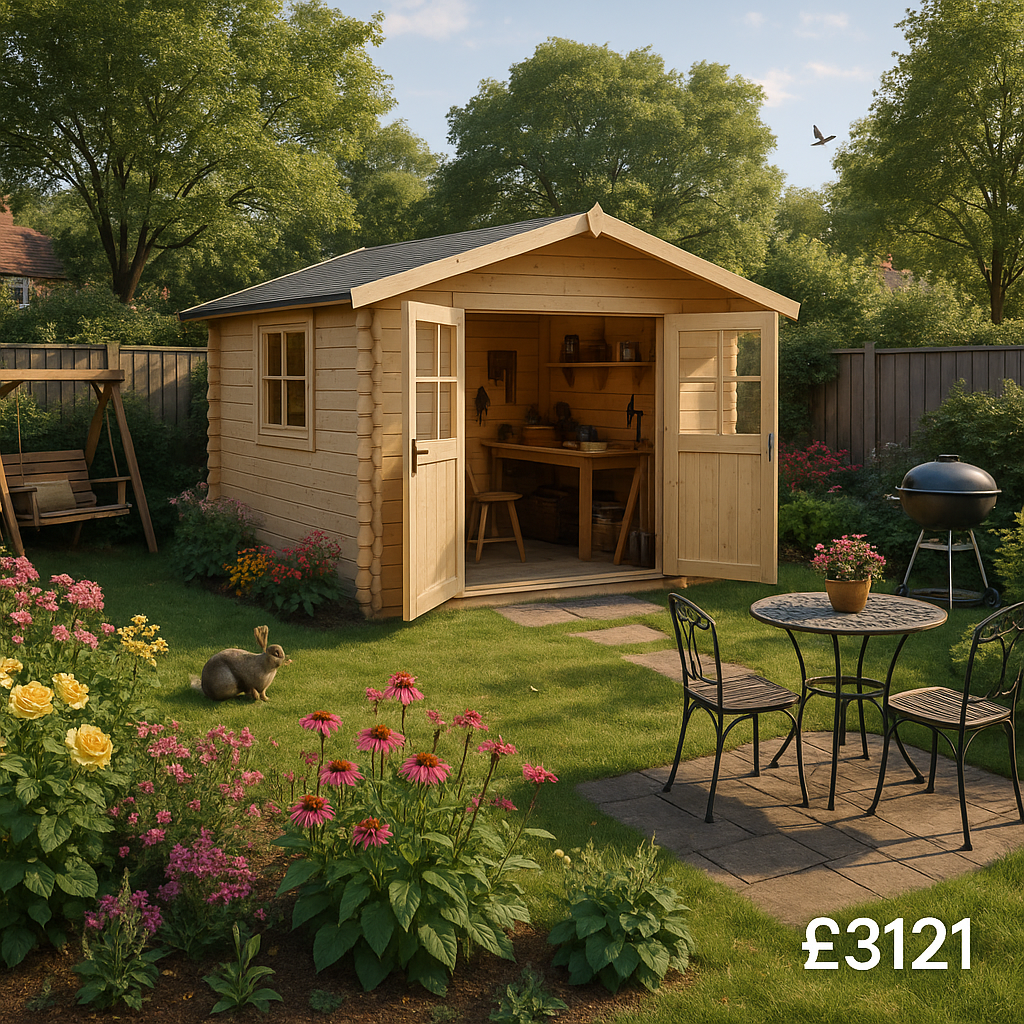 10'x10' Rayner Log Cabin - Workshop Log Cabins - 0% Finance - Buy Now Pay Later - Tiger Sheds