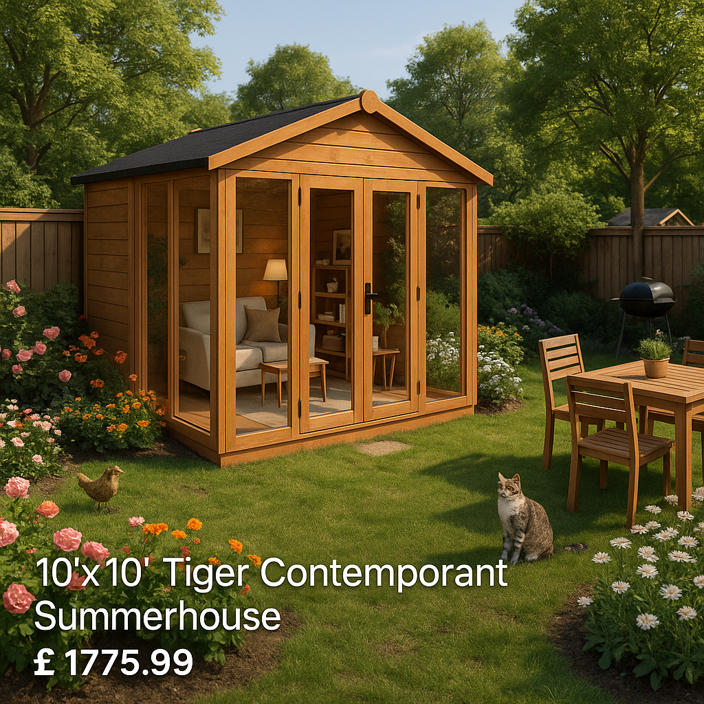10'x10' Tiger Contemporary Summerhouse - 0% Finance - Buy Now Pay Later - Tiger Sheds