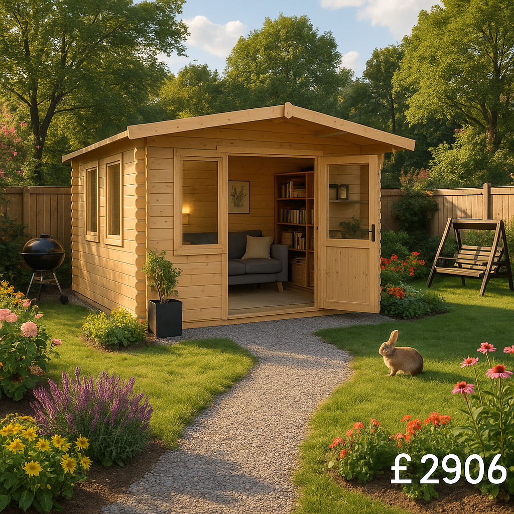 10'x12' Caspian Log Cabin - 28mm Garden Log Cabins - 0% Finance - Buy Now Pay Later - Tiger Sheds
