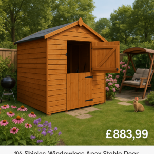 10'x7' Tiger Shiplap Windowless Apex Stable Door Shed - Wooden Shiplap Sheds - 0% Finance - Buy Now Pay Later - Tiger Sheds