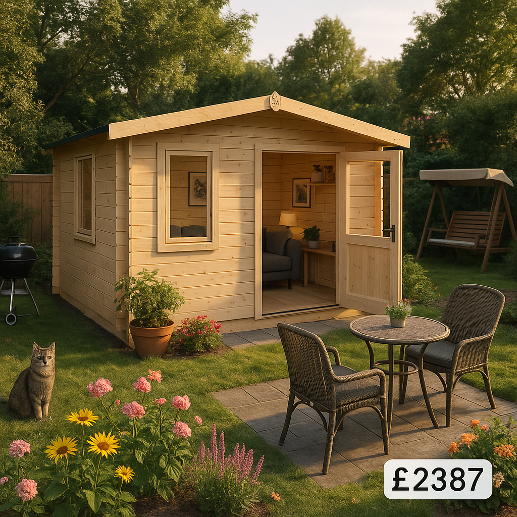 10'x8' Caspian Log Cabin - 28mm Garden Log Cabins - 0% Finance - Buy Now Pay Later - Tiger Sheds