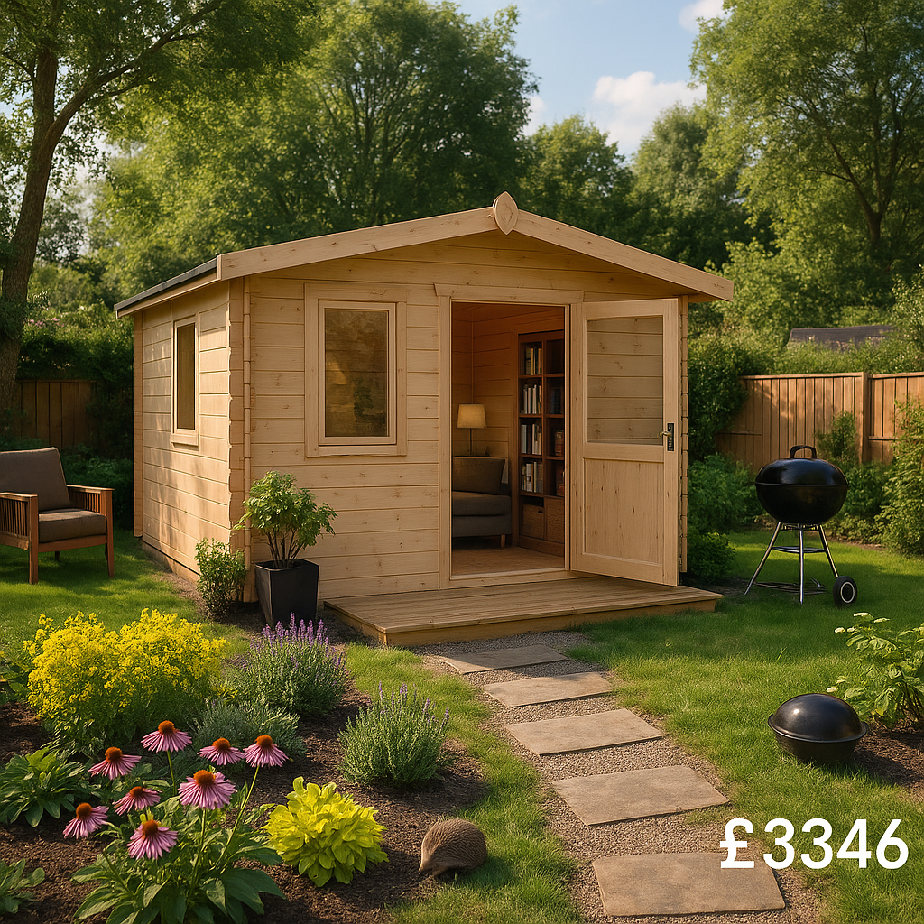 12'x12' Caspian Log Cabin - 28mm Garden Log Cabins - 0% Finance - Buy Now Pay Later - Tiger Sheds
