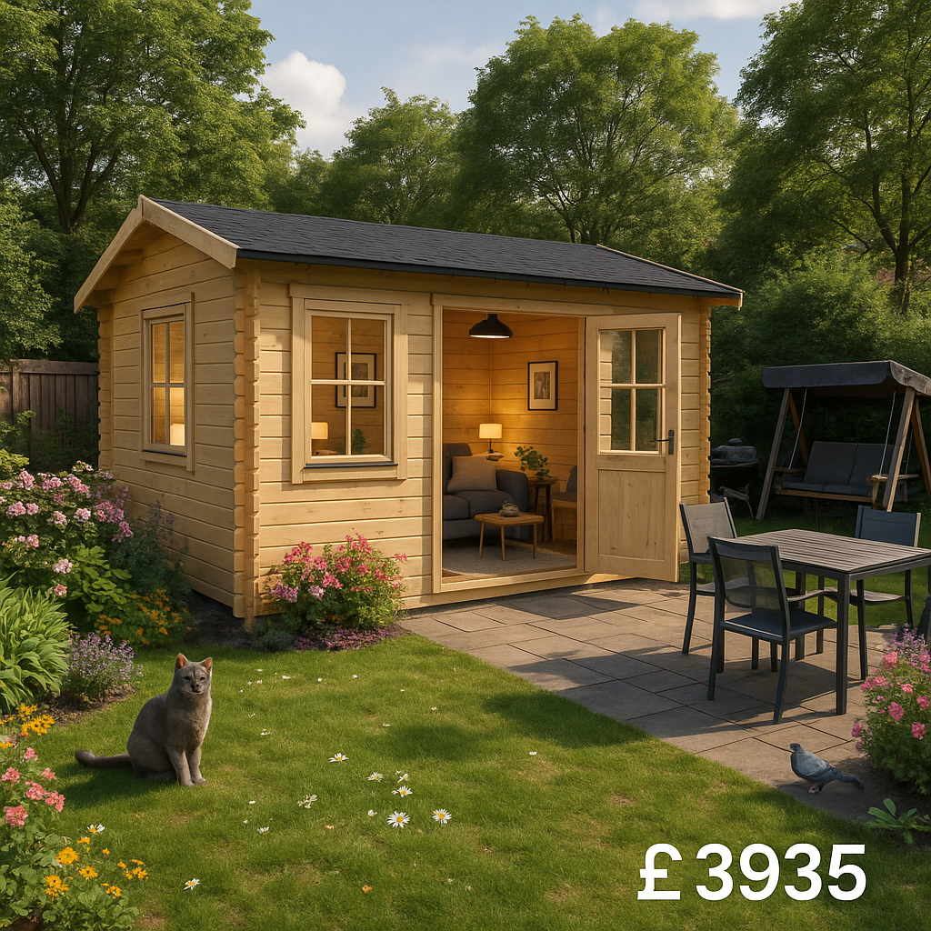 12'x12' Rosen Log Cabin - 44mm Garden Log Cabins - 0% Finance - Buy Now Pay Later - Tiger Sheds