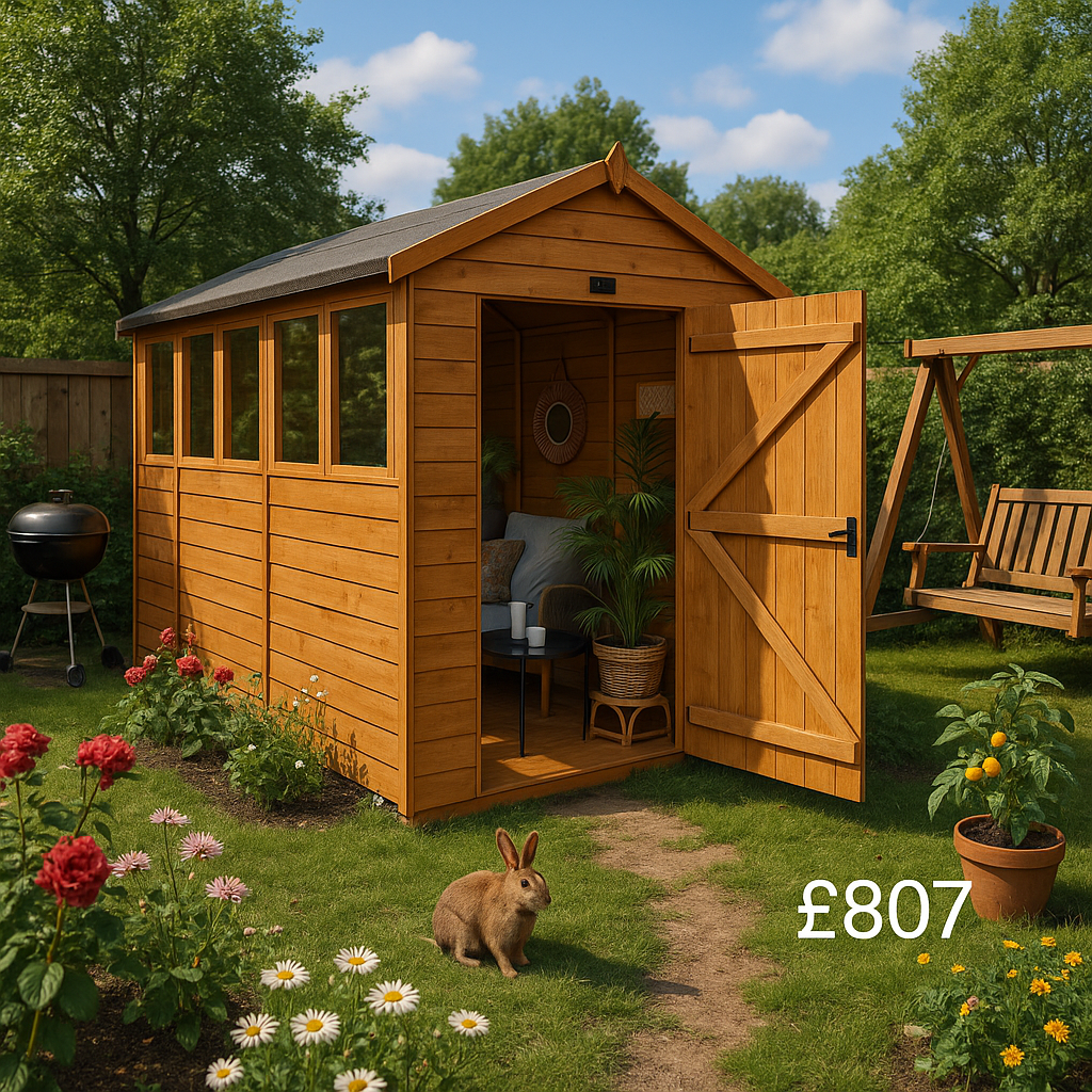 12'x4' Sunlit Apex Shed (Extra Windows) - Custom Garden Shed - TigerFlex Fast Delivery - 0% Finance - Buy Now Pay Later - Tiger Sheds