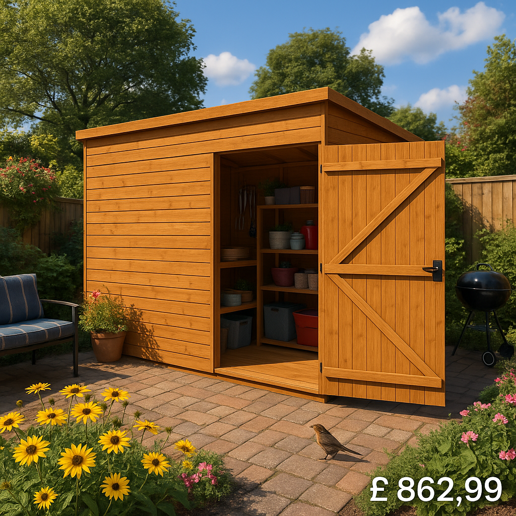 12'x6' Tigerflex Shiplap Pent Shed With Windows - Fast Delivery Outdoor Wooden Shed - 0% Interest Free Monthly Finance Available - Buy Now Pay Later