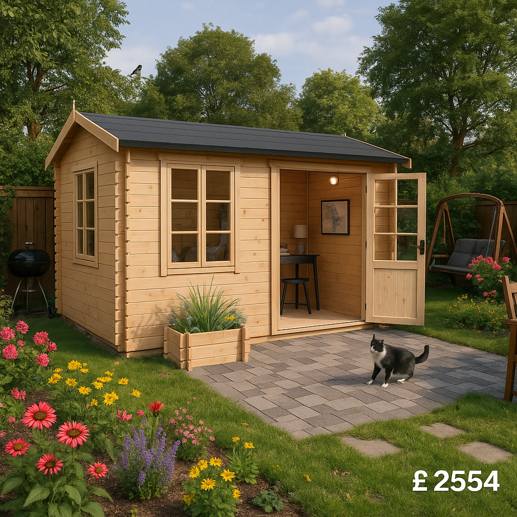 12'x8' Persian Reduced Height Log Cabin - 28mm Garden Log Cabins - 0% Finance - Buy Now Pay Later - Tiger Sheds