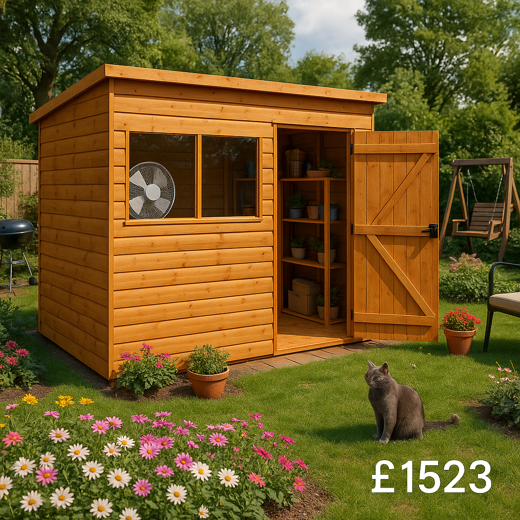 12'x8' Tiger Loglap Pent Shed - Wooden Loglap Sheds - 0% Finance - Buy Now Pay Later - Tiger Sheds