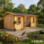 14'x10' Delta Store Reduced Height Log Cabin - 44mm Log Cabin - 0% Finance - Buy Now Pay Later - Tiger Sheds