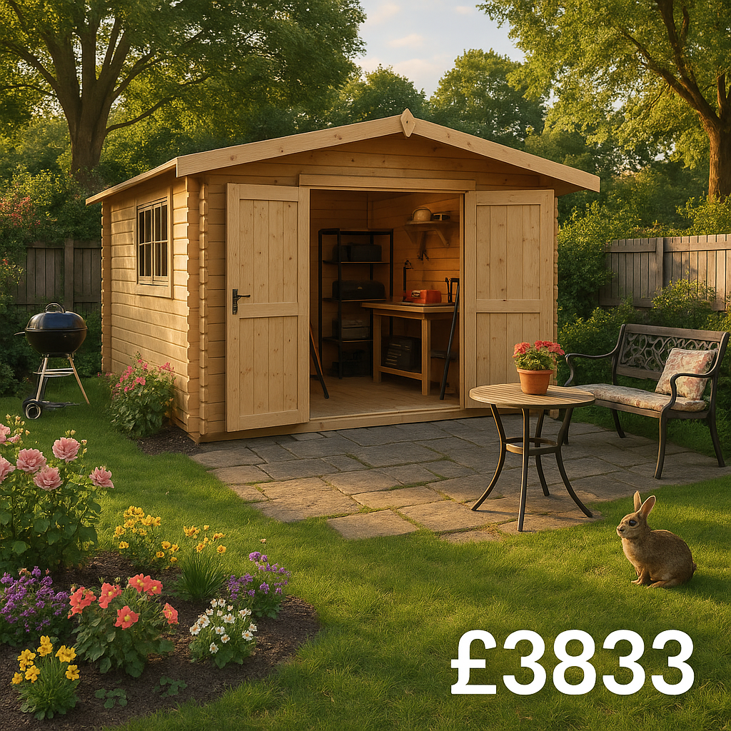 14'x10' Rayner Log Cabin - Workshop Log Cabins - 0% Finance - Buy Now Pay Later - Tiger Sheds