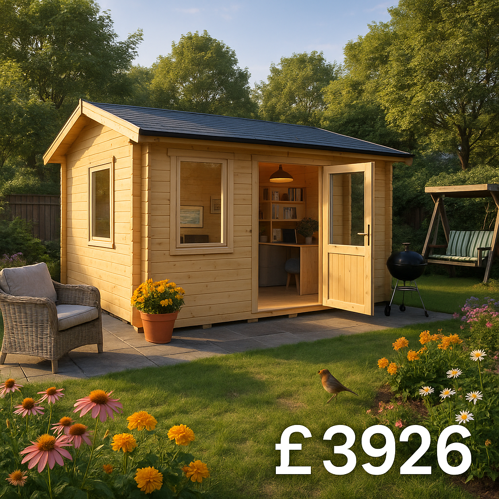 14'x10' Rosen Log Cabin - 44mm Garden Log Cabins - 0% Finance - Buy Now Pay Later - Tiger Sheds