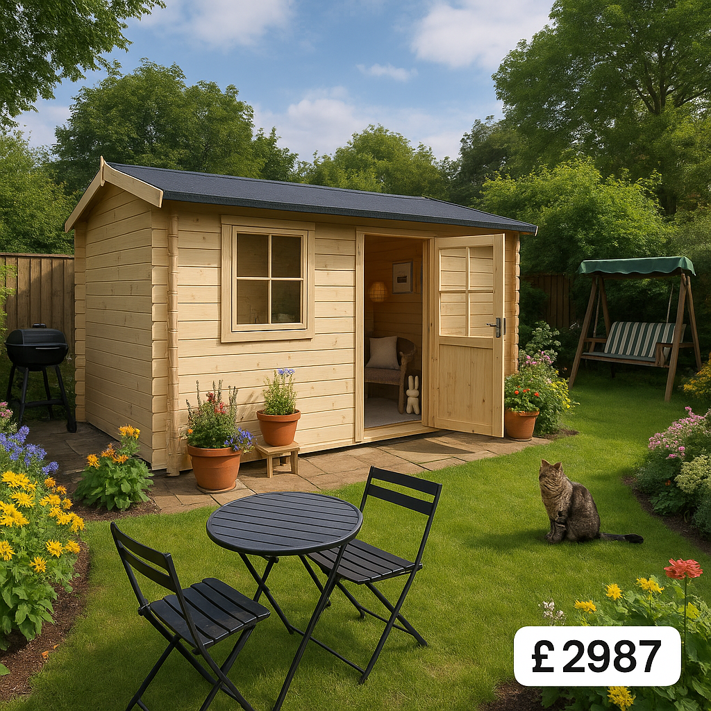14'x10' Sabre Reduced Height Log Cabin - 28mm Garden Log Cabins - 0% Finance - Buy Now Pay Later - Tiger Sheds