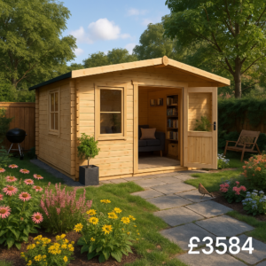 14'x12' Caspian Log Cabin - 28mm Garden Log Cabins - 0% Finance - Buy Now Pay Later - Tiger Sheds