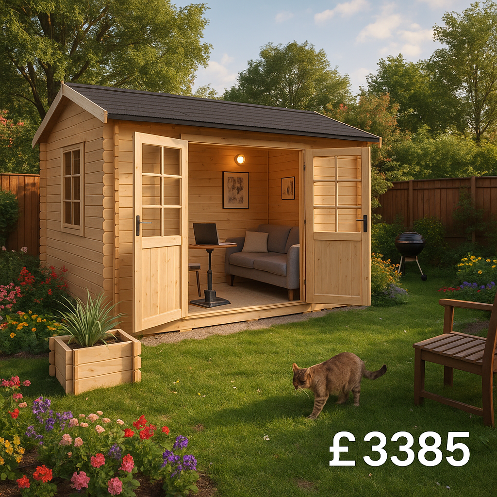 14'x12' Persian Reduced Height Log Cabin - 28mm Garden Log Cabins - 0% Finance - Buy Now Pay Later - Tiger Sheds