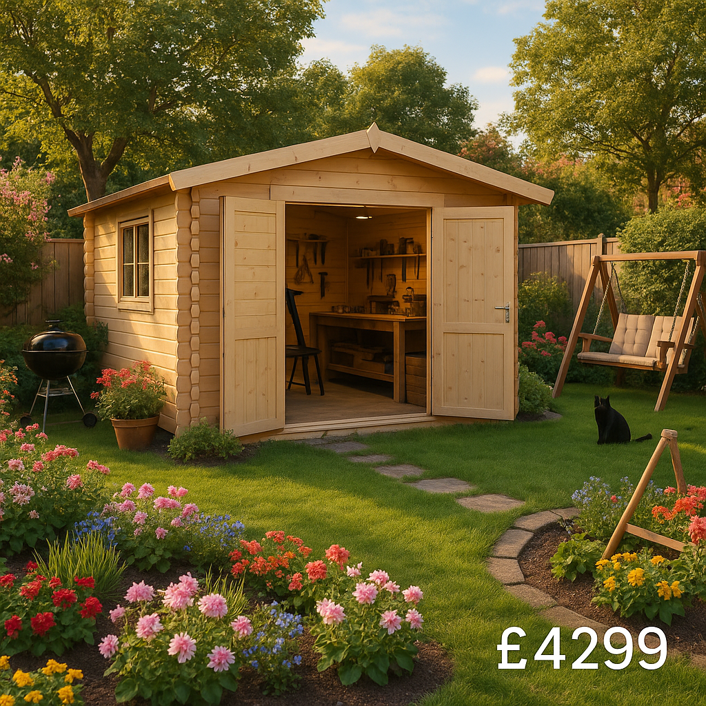 14'x12' Rayner Log Cabin - Workshop Log Cabins - 0% Finance - Buy Now Pay Later - Tiger Sheds