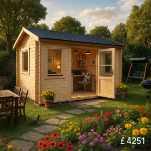 14'x12' Rosen Log Cabin - 44mm Garden Log Cabins - 0% Finance - Buy Now Pay Later - Tiger Sheds