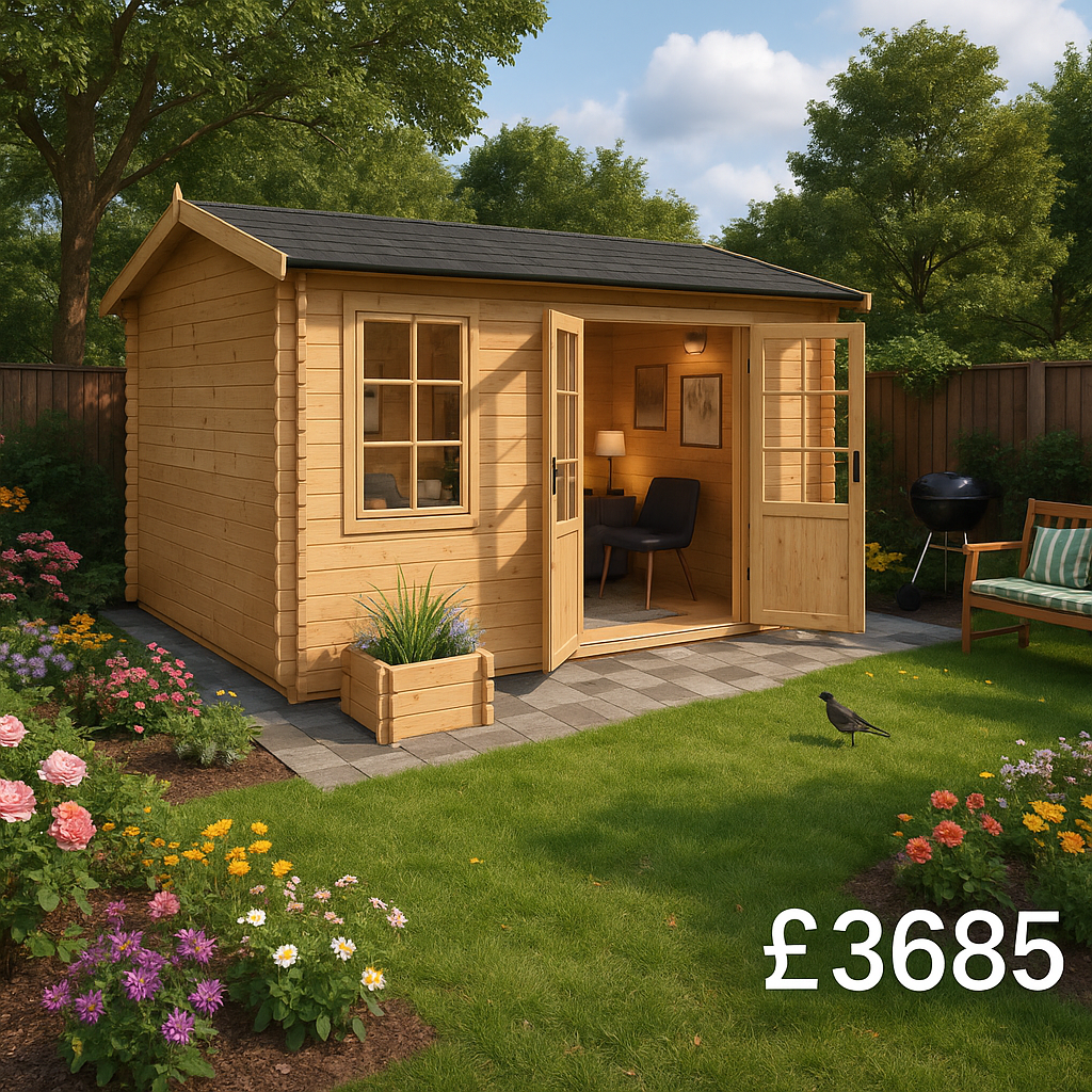 14'x14' Persian Reduced Height Log Cabin - 28mm Garden Log Cabins - 0% Finance - Buy Now Pay Later - Tiger Sheds