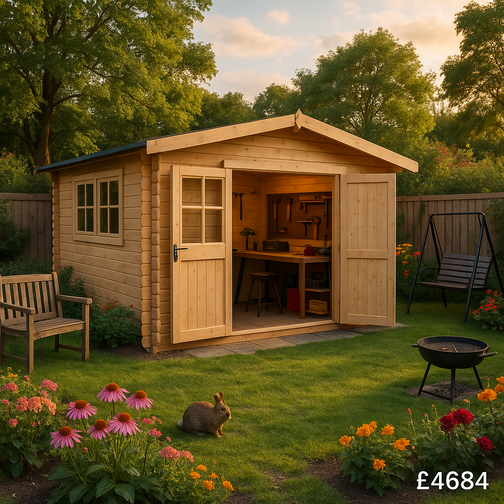 14'x14' Rayner Log Cabin - Workshop Log Cabins - 0% Finance - Buy Now Pay Later - Tiger Sheds