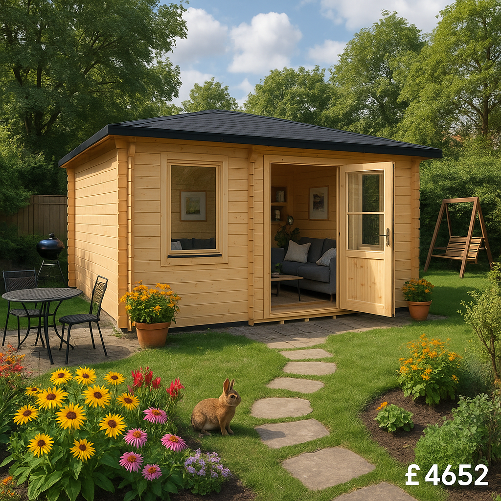 14'x14' Rosen Log Cabin - 44mm Garden Log Cabins - 0% Finance - Buy Now Pay Later - Tiger Sheds