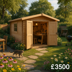 14'x8' Rayner Log Cabin - Workshop Log Cabins - 0% Finance - Buy Now Pay Later - Tiger Sheds