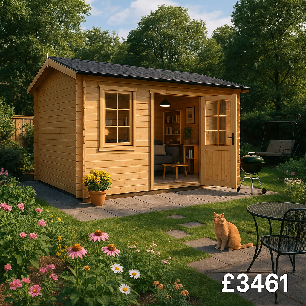 14'x8' Rosen Log Cabin - 44mm Garden Log Cabins - 0% Finance - Buy Now Pay Later - Tiger Sheds
