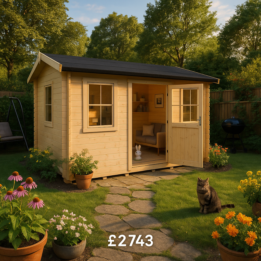 14'x8' Sabre Reduced Height Log Cabin - 28mm Garden Log Cabins - 0% Finance - Buy Now Pay Later - Tiger Sheds
