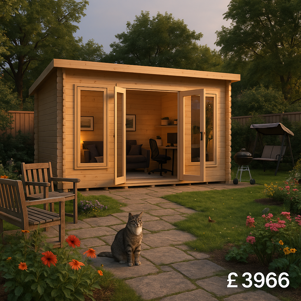 14'x8' Sola Log Cabin - 44mm Garden Log Cabins - 0% Finance - Buy Now Pay Later - Tiger Sheds
