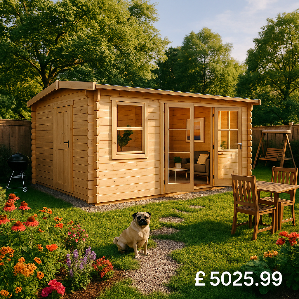 16'x10' Delta Store Reduced Height Log Cabin - 44mm Log Cabin - 0% Finance - Buy Now Pay Later - Tiger Sheds