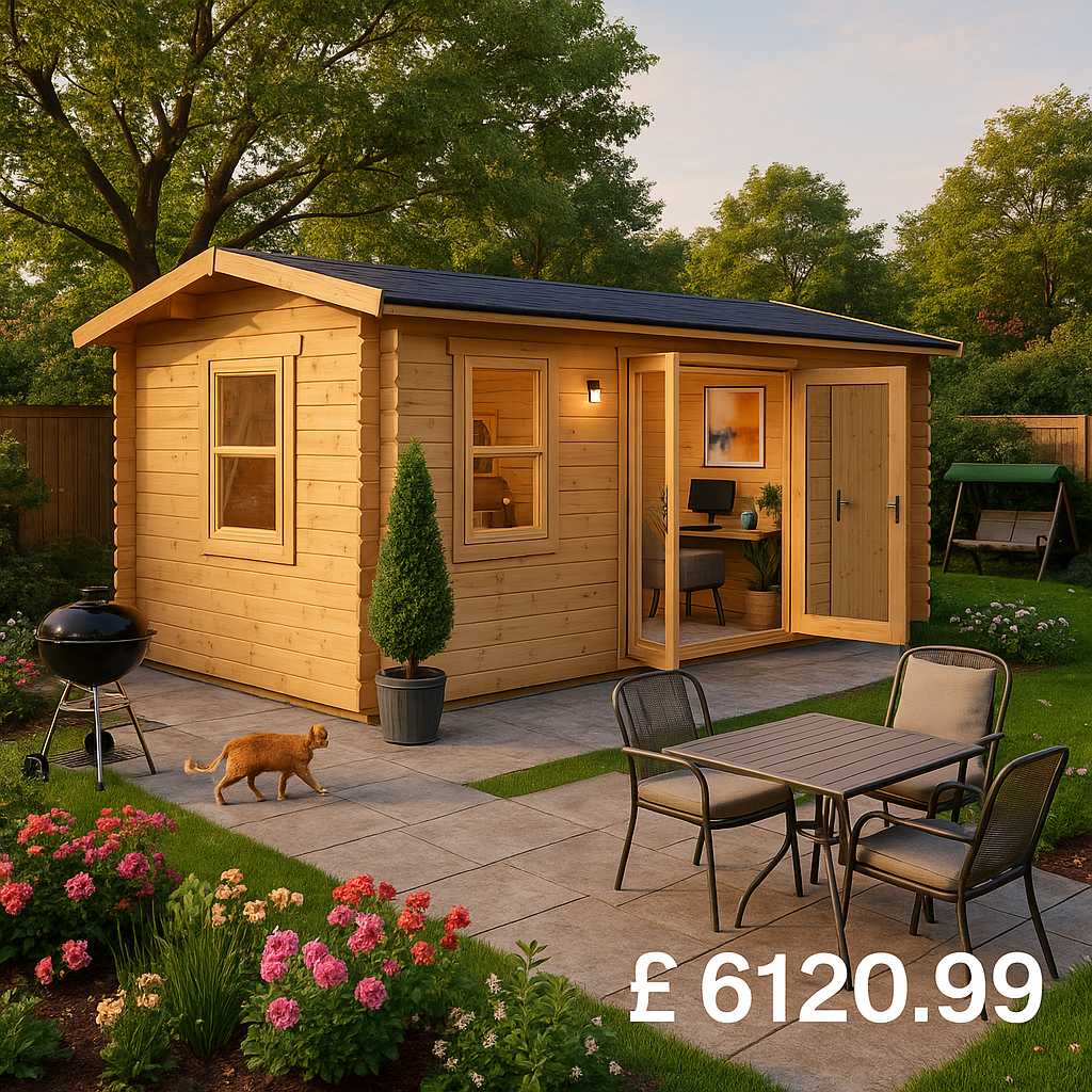 16'x14' Delta Store Reduced Height Log Cabin - 44mm Log Cabin - 0% Finance - Buy Now Pay Later - Tiger Sheds