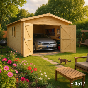 18'x10' Wooden Garage - 44mm Log Cabin Garage - 0% Finance - Buy Now Pay Later - Tiger Sheds