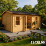 18'x12' Delta Store Reduced Height Log Cabin - 44mm Log Cabin - 0% Finance - Buy Now Pay Later - Tiger Sheds