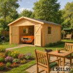 18'x12' The Malayan Garage 44mm Log Cabin - 0% Finance - Buy Now Pay Later - Tiger Sheds