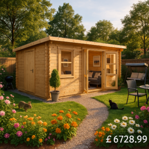 18'x14' Delta Store Reduced Height Log Cabin - 44mm Log Cabin - 0% Finance - Buy Now Pay Later - Tiger Sheds