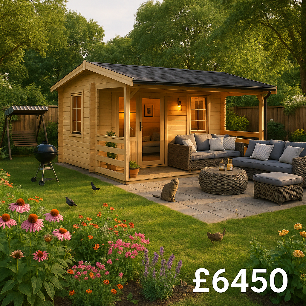 18'x14' Sigma Log Cabin - 44mm Garden Log Cabins - 0% Finance - Buy Now Pay Later - Tiger Sheds