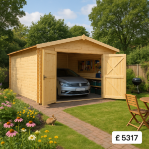 18'x14' Wooden Garage - 44mm Log Cabin Garage - 0% Finance - Buy Now Pay Later - Tiger Sheds