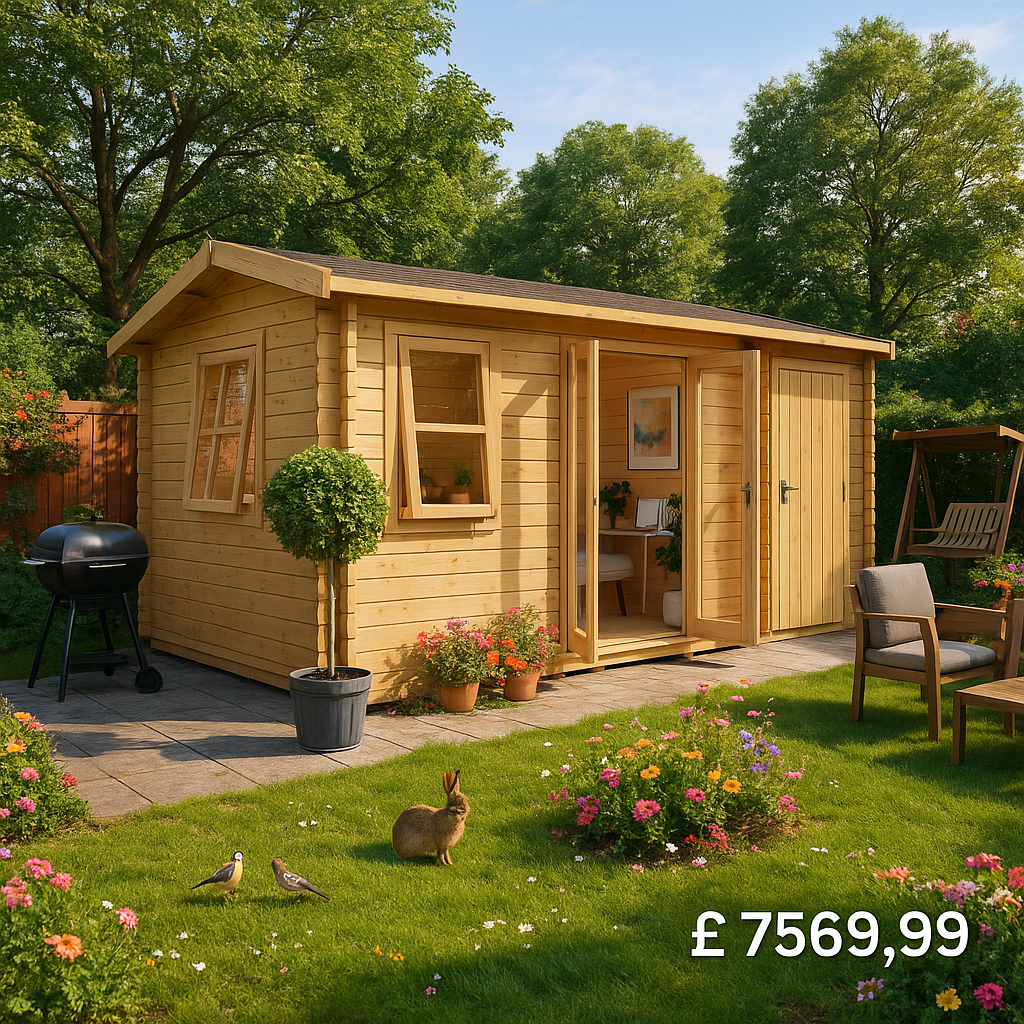 20'x14' Delta Store Reduced Height Log Cabin - 44mm Log Cabin - 0% Finance - Buy Now Pay Later - Tiger Sheds