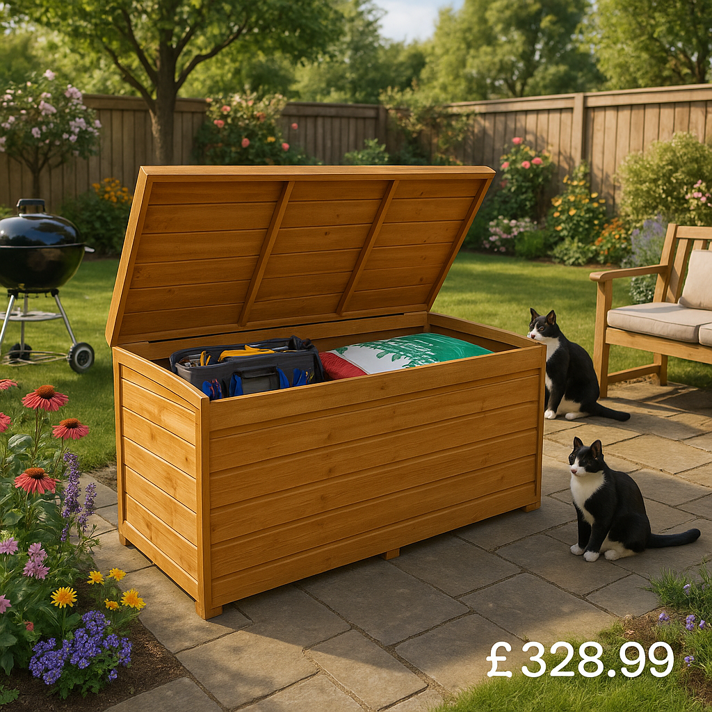4'x2ft3 Tiger Wooden Tool Chest - Outdoor Wooden Storage Box For Garden - Tiger Sheds