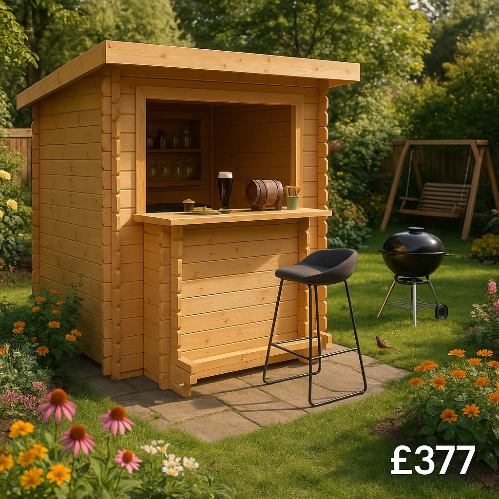 4'x3' Tiger Rectangular Summerhouse Bar 44mm - Garden Bar, Perfect For Use In Garden Sheds, Summerhouses & Log Cabins - Tiger Sheds
