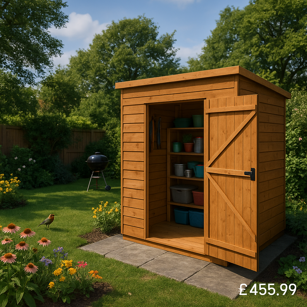 4'x4' Tigerflex Shiplap Pent Shed With Windows - Fast Delivery Outdoor Wooden Shed - 0% Interest Free Monthly Finance Available - Buy Now Pay Later