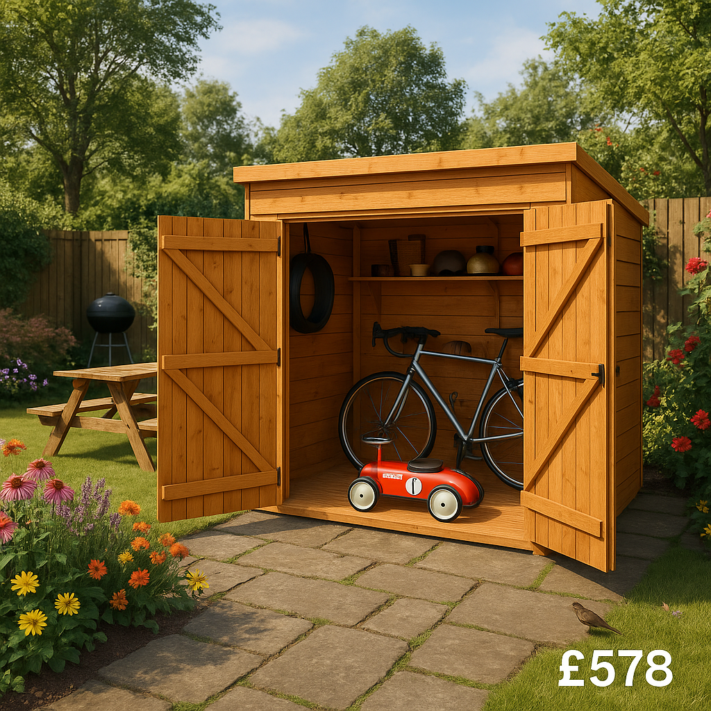 6'x5' Shiplap Pent Bike Store - TigerFlex - 0% Finance - Buy Now Pay Later - Tiger Sheds