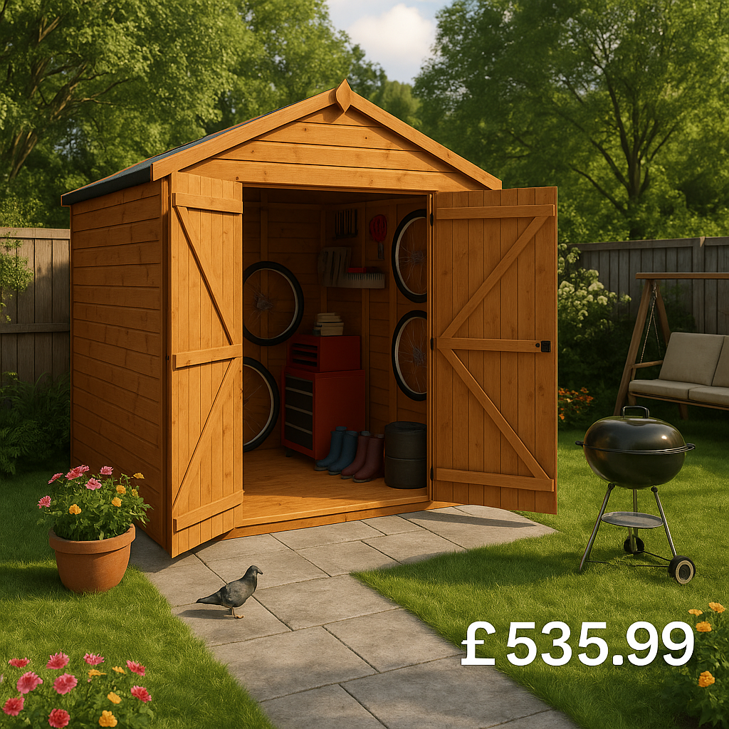 6'x6' Tiger Shiplap Windowless Apex Double Door Shed - Wooden Shiplap Sheds - 0% Finance - Buy Now Pay Later - Tiger Sheds