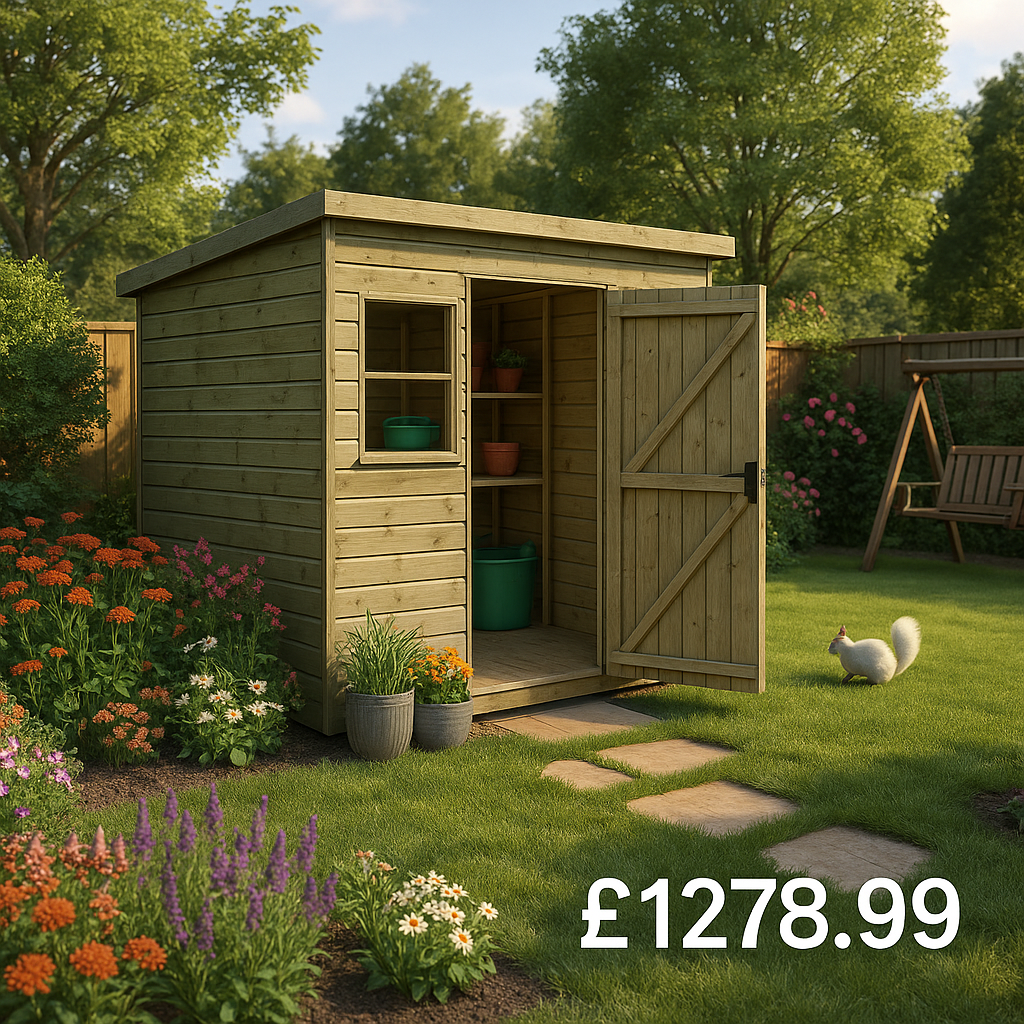 7'x5' Tiger Elite Pressure Treated Pent Shed - 0% Finance - Buy Now Pay Later - Tiger Sheds